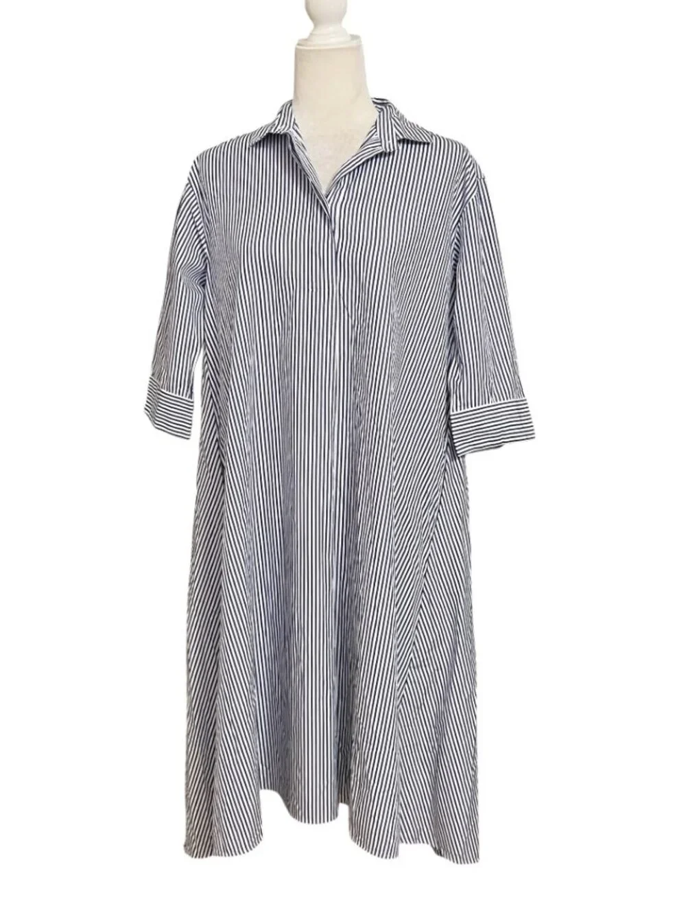 uniqlo cotton a line dress Women's MERCERIZED COTTON SHORT SLEEVE A LINE DRESS